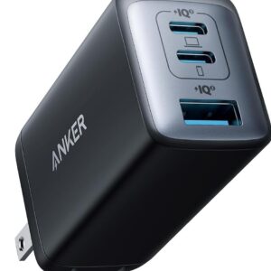 Anker Nano II 65W compact 3-port USB-C wall charger with foldable plug