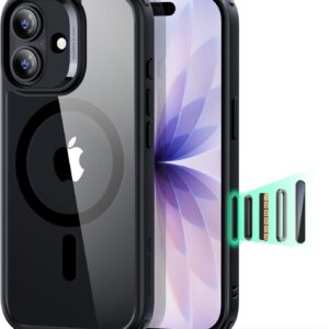 ESR hybrid military-grade clear black iPhone 17 case with camera-control bumper