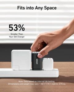 Anker Nano II 65W compact 3-port USB-C wall charger with foldable plug