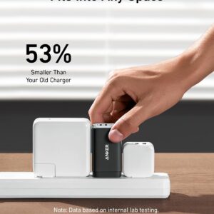 Anker Nano II 65W compact 3-port USB-C wall charger with foldable plug