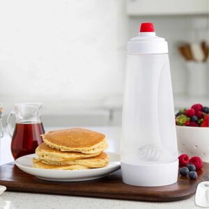 pancake batter dispenser with BlenderBall and stand for mess-free pouring