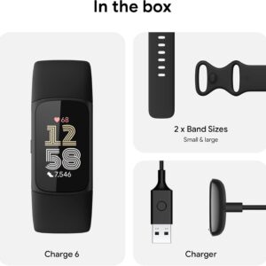 Fitbit Charge 6 fitness tracker in obsidian black with GPS and heart-rate monitoring