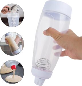 pancake batter dispenser with BlenderBall and stand for mess-free pouring