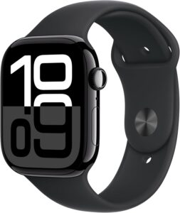 Apple Watch Series 10 46mm GPS jet black aluminum case with black sport band