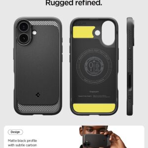 Spigen Rugged Armor MagFit case for iPhone 17 in matte black with MagSafe compatibility
