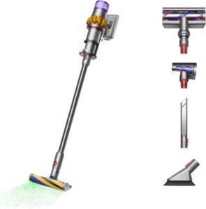 Dyson V15 Detect Plus cordless vacuum with laser dust detection and powerful suction in yellow/nickel