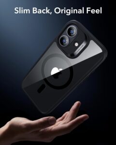 ESR hybrid military-grade clear black iPhone 17 case with camera-control bumper