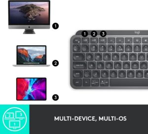 Logitech MX Keys Mini keyboard in graphite — compact backlit Bluetooth keyboard with USB-C