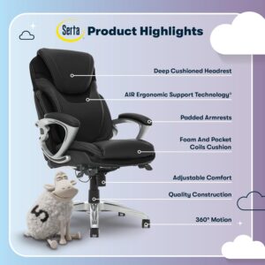 Serta Bryce Executive comfy chair — ergonomic office chair with AIR lumbar support and cushioned body pillows