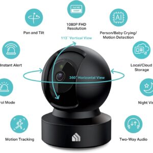 Kasa EC71 indoor pan-tilt 1080p smart security camera with night vision and motion detection