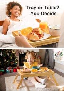 breakfast serving tray Pipishell bamboo foldable bed tray for sofa and bed