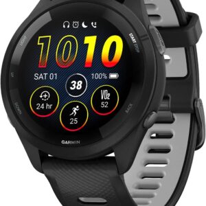 running watch deals - Garmin Forerunner 265 running smartwatch with colorful AMOLED display in black and powder gray