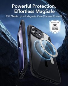 ESR hybrid military-grade clear black iPhone 17 case with camera-control bumper