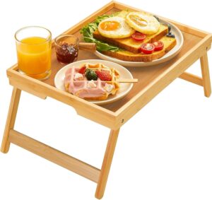 breakfast serving tray Pipishell bamboo foldable bed tray for sofa and bed