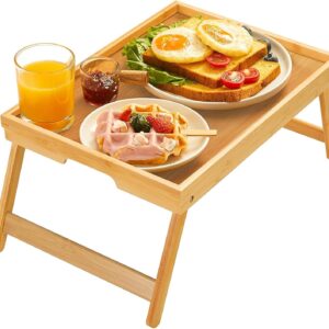 breakfast serving tray Pipishell bamboo foldable bed tray for sofa and bed