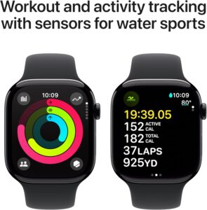 Apple Watch Series 10 46mm GPS jet black aluminum case with black sport band