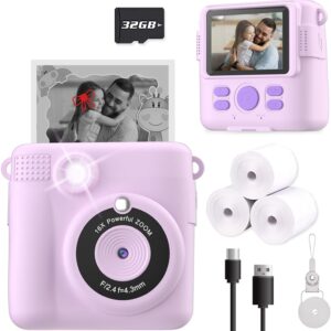 Instant Print Camera for Kids with 32GB SD Card