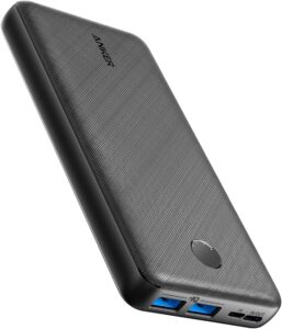 Anker PowerCore Essential 20K 20000mAh portable charger with USB-C and dual USB-A outputs