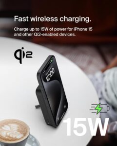 Belkin BoostCharge 10K charger black — 15W Qi2 MagSafe wireless power bank with pop-up kickstand