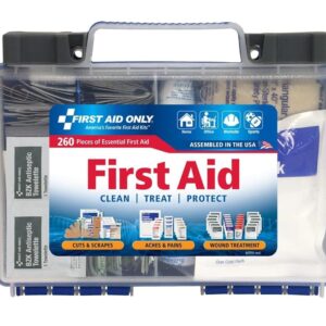 First Aid Only 50-person OSHA-compliant emergency kit with 260 pieces for workplace, home and car