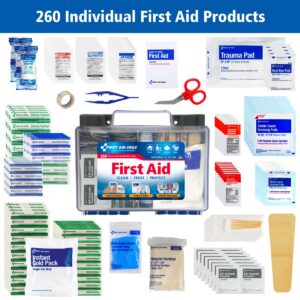 First Aid Only 50-person OSHA-compliant emergency kit with 260 pieces for workplace, home and car