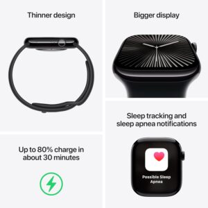 Apple Watch Series 10 46mm GPS jet black aluminum case with black sport band