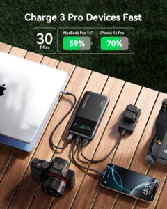 INIU 140W 27000mAh portable power bank with USB-C in/out and digital display for laptops and phones