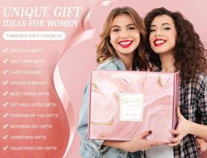 Birthday Gifts for Women featuring rose spa basket and luxury flannel blanket