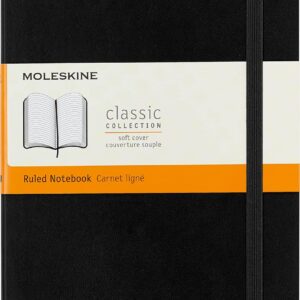 Moleskine Classic soft-cover large ruled bedside notebook — 192 pages, black
