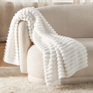 Bedsure GentleSoft 50x60 off-white fleece throw blanket — cozy bedside blanket