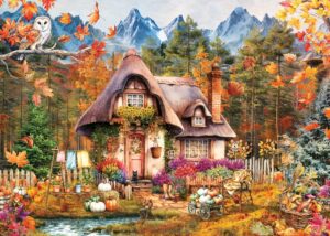Family home gathering puzzle Ravensburger Pumpkin Cottage 1000 pieces