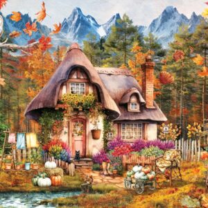 Family home gathering puzzle Ravensburger Pumpkin Cottage 1000 pieces