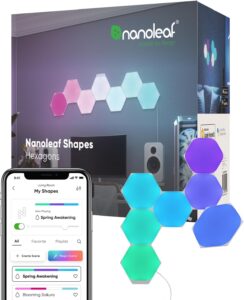 smart LED wall panels Nanoleaf Shapes Ultra Black Hexagons 9 panels