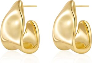 geometric stud earrings 14k gold-plated hypoallergenic chunky studs