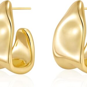 geometric stud earrings 14k gold-plated hypoallergenic chunky studs