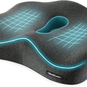 Portable Memory Foam seat Cushion orthopedic tailbone and sciatica support dark gray