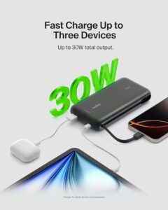 Belkin iPhone 17 power bank 20000mAh 30W integrated cable portable charger Belkin iPhone 17 power bank