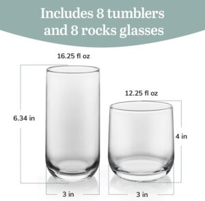 drinkware set Libbey Ascent 16-piece tumblers for parties