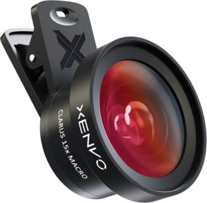 smartphone zoom lens Xenvo Pro Kit with Macro and LED Light travel case