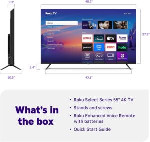 Roku smart TV 55-inch Select Series 4K HDR with Enhanced Voice Remote