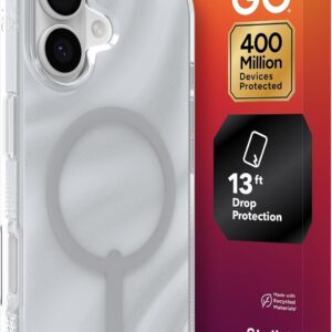 Zagg iPhone 17 case Milan Snap Silver Glitter Swirl MagSafe graphene-strengthened