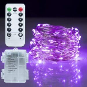 Halloween string lights Twinkle Star 33ft 100 LED purple battery-operated waterproof