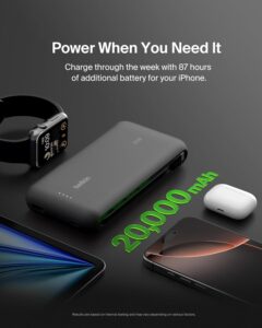 Belkin iPhone 17 power bank 20000mAh 30W integrated cable portable charger Belkin iPhone 17 power bank