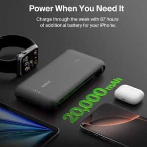 Belkin iPhone 17 power bank 20000mAh 30W integrated cable portable charger Belkin iPhone 17 power bank