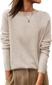 minimalist cashmere sweater-inspired ANRABESS 100% wool crewneck