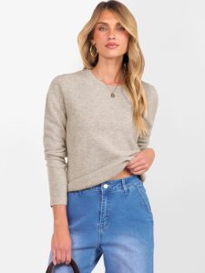 minimalist cashmere sweater-inspired ANRABESS 100% wool crewneck