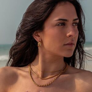 geometric stud earrings 14k gold-plated hypoallergenic chunky studs