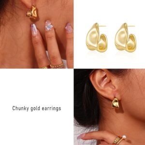 geometric stud earrings 14k gold-plated hypoallergenic chunky studs