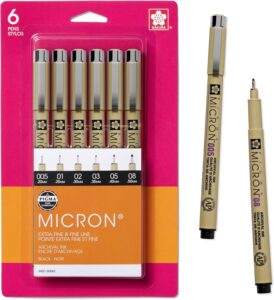 smudge-proof autograph pen Pigma Micron fineliner pens archival black 6-pack