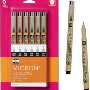 smudge-proof autograph pen Pigma Micron fineliner pens archival black 6-pack